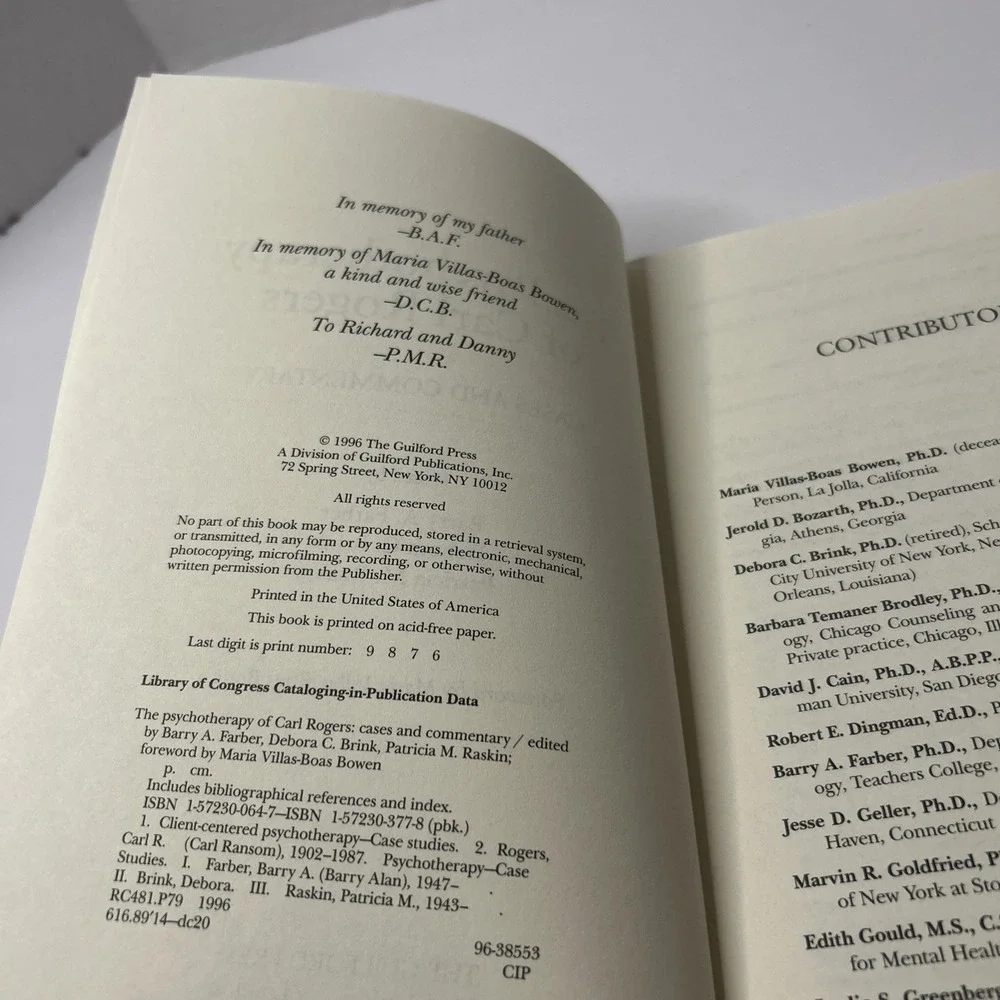 THE PSYCHOTHERAPY OF CARL ROGERS: CASES AND COMMENTARY By Barry A. Farber
